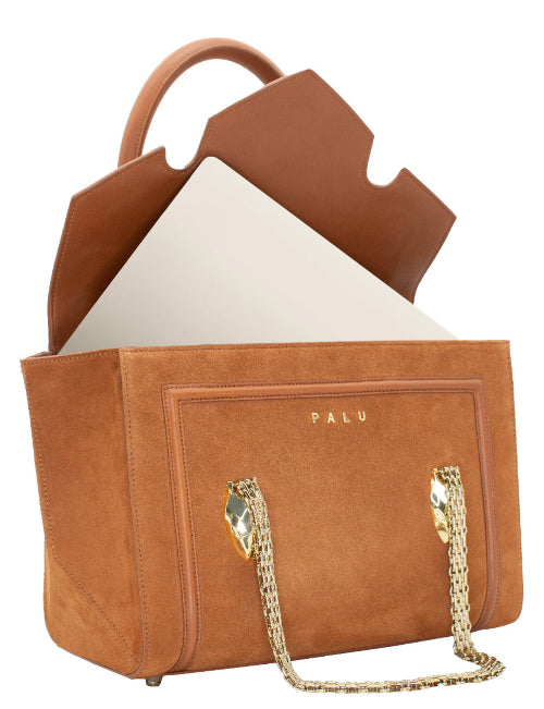 Cognac Suede ICON Shoulder Bag