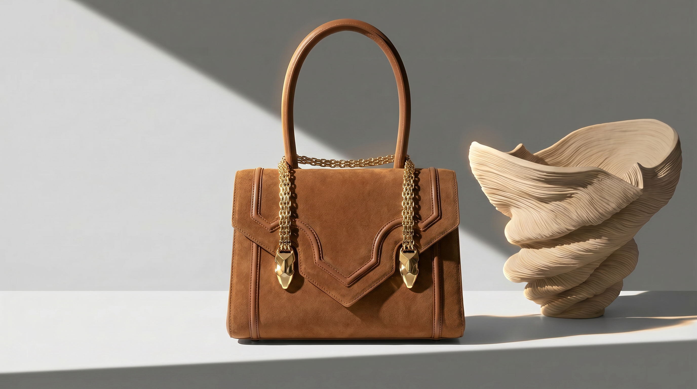 Cognac Suede ICON Shoulder Bag