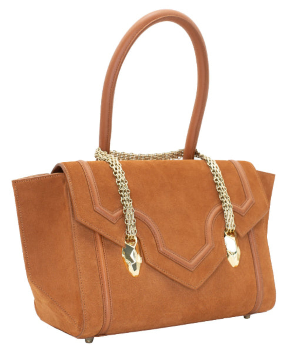 Cognac Suede ICON Shoulder Bag